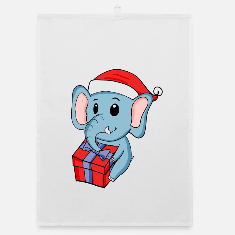 Weihnachten Elefant mit Geschenke Organic Geschirrtuch