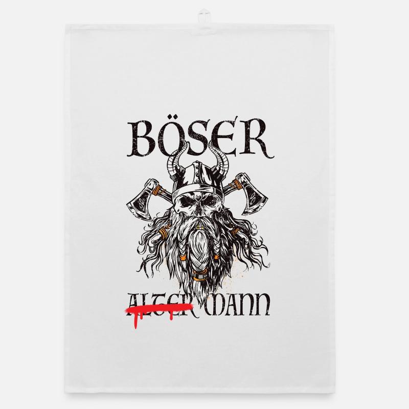Böser Wikinger-Krieger Grafik Organic Geschirrtuch