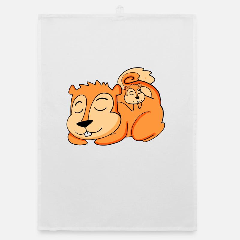 Eichhörnchen mit Baby Eichhörnchen - Familie Organic Geschirrtuch