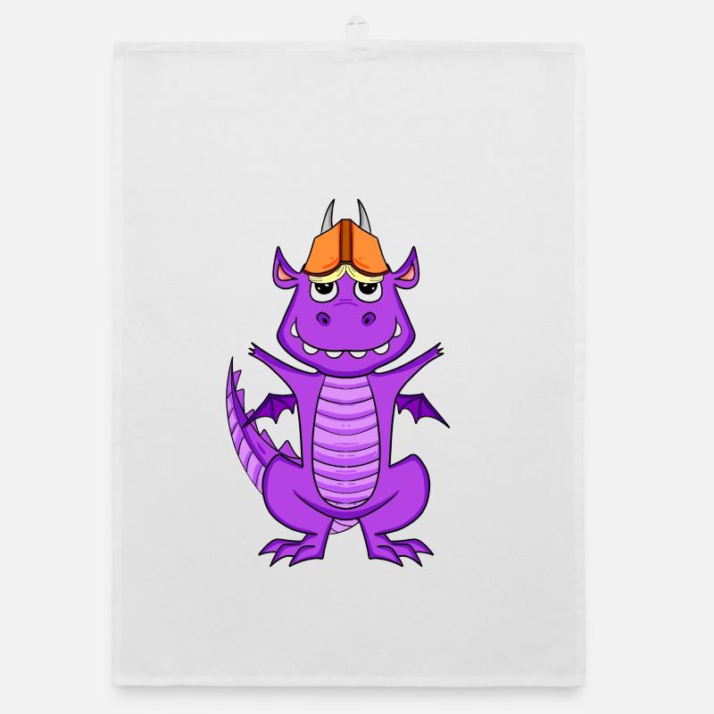 Bücher Drache Drachen - Organic Geschirrtuch - Weiß