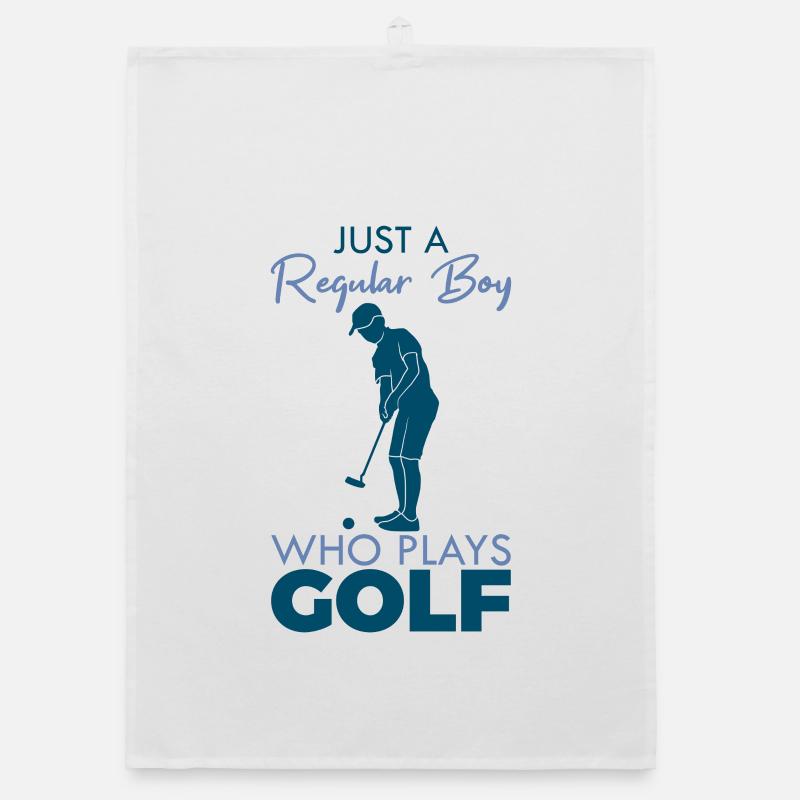 Funny golfer boy Organic dish towel