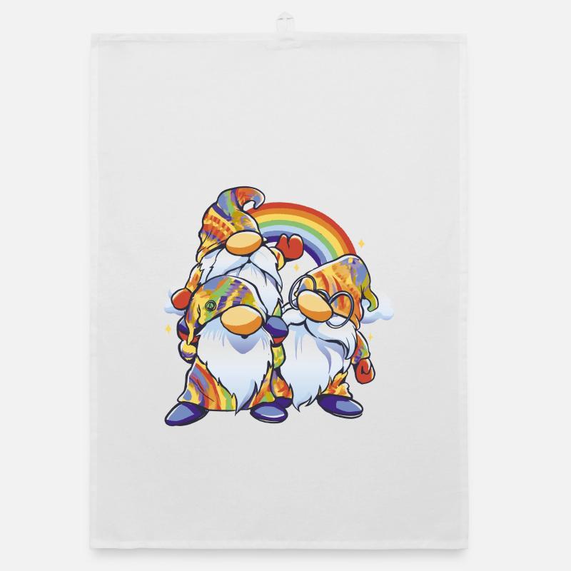 Rainbow Gnome Duo Organic dish towel