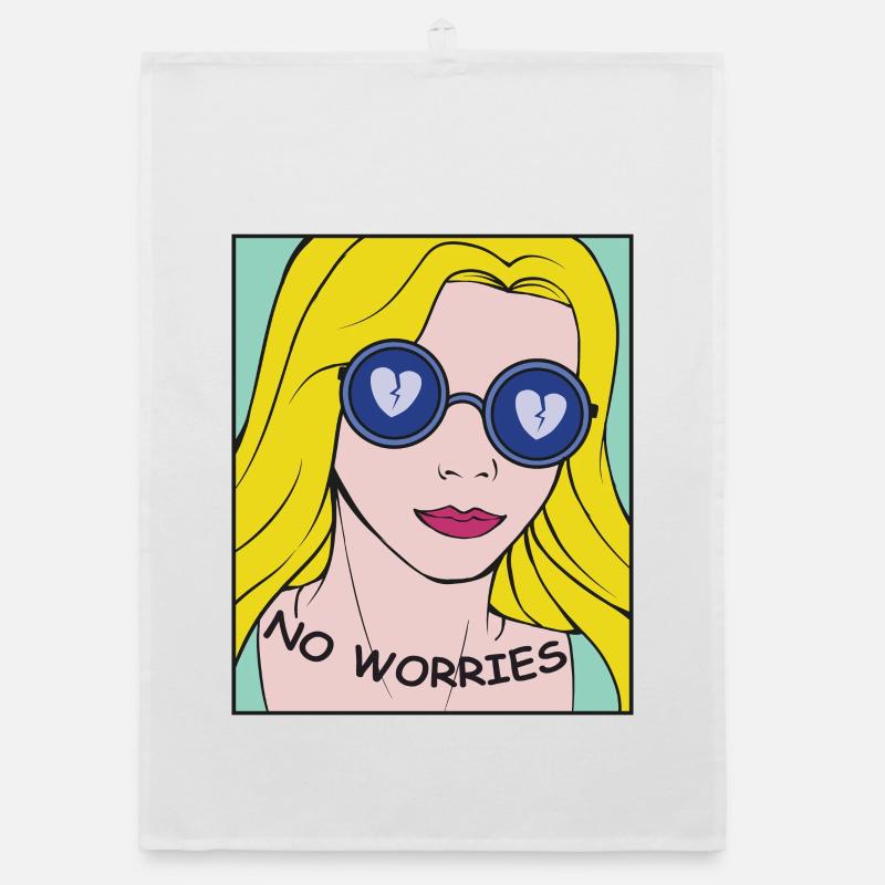 Don't Worry Pop Art Portrait Organic dish towel