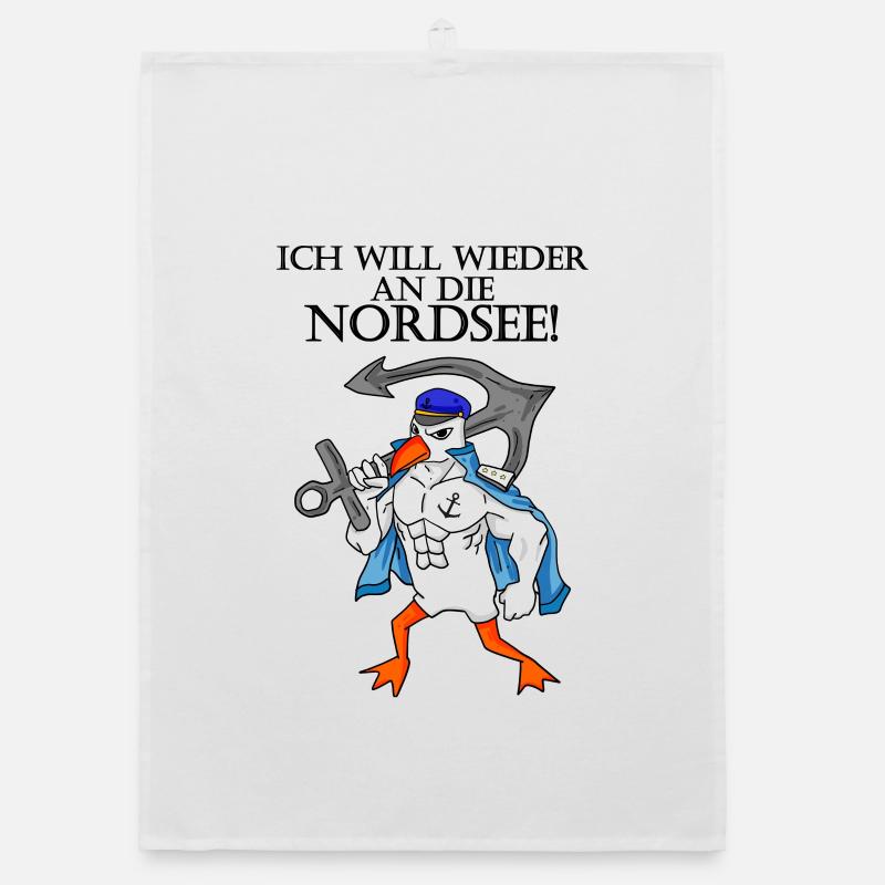 Nordsee Plattdeutsch Spruch Moin Möwe Anker Organic Geschirrtuch