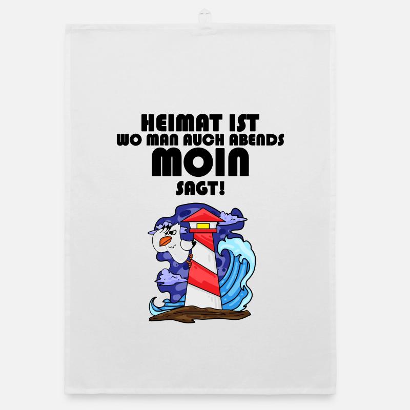 Nordsee Plattdeutsch Spruch Moin Möwe Leuchtturm Organic Geschirrtuch