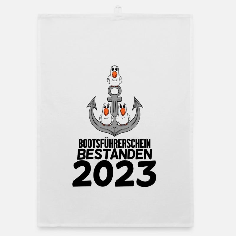 Bootsführerschein 2023 Motorboot Geschenk Organic Geschirrtuch