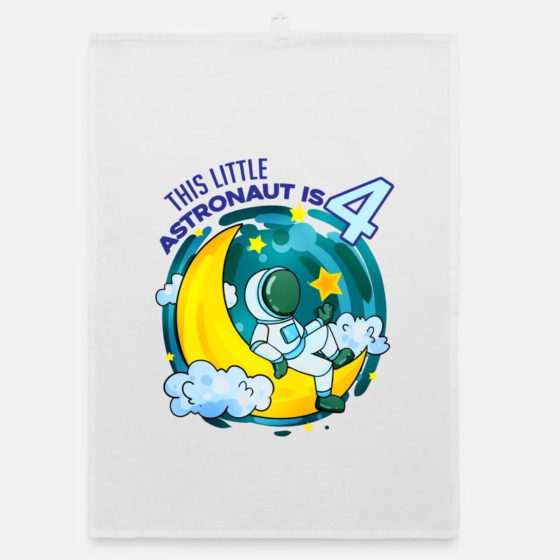 4e anniversaire - Cadeau de garçon astronaute de 4 ans Torchon bio
