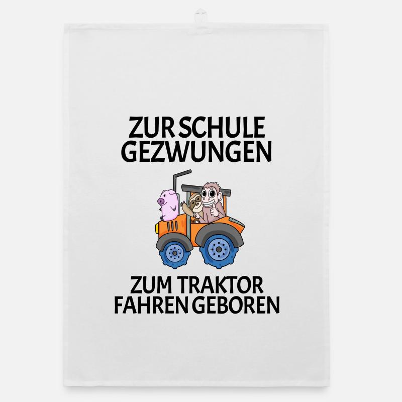 Schule Einschulung Traktor Geschenk Lustig Organic Geschirrtuch