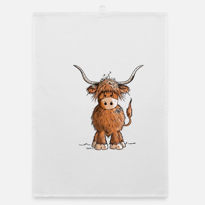 Juste vraiment comme les vaches Scottish Highland Cattle - Torchon bio - blanc