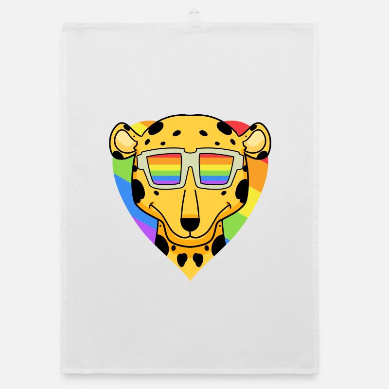 Arc-en-ciel - Guépard avec lunettes Torchon bio