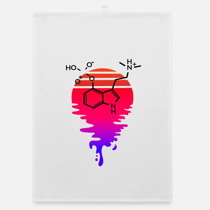Psilocybin Molekül mit Retro Sunset Organic Geschirrtuch