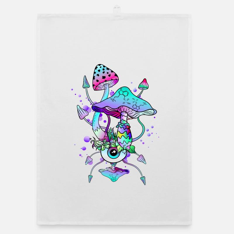 Trippy Neon Champignons Psychédéliques Torchon bio