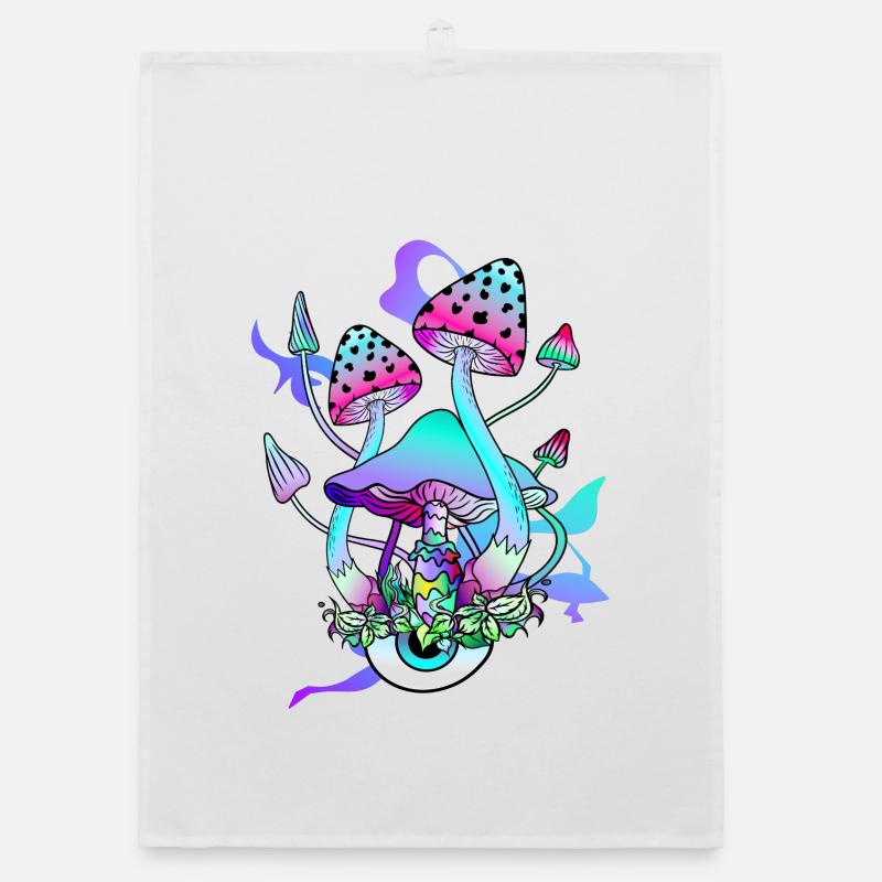 Trippy Hippie Champignon Psychédélique Torchon bio