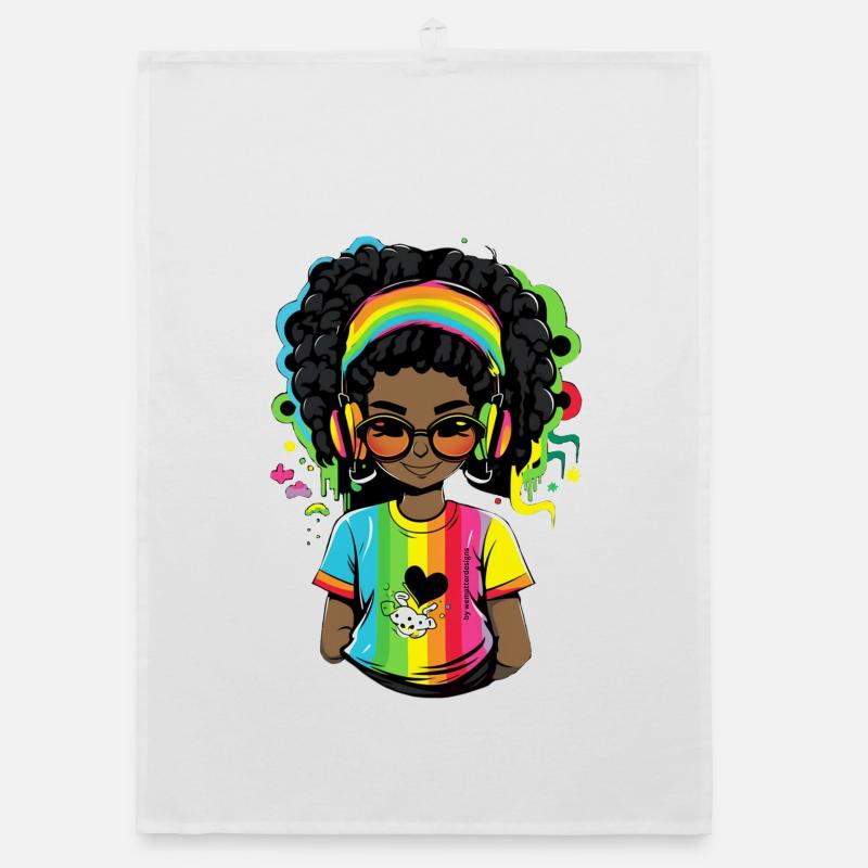 Leuchtender Reggae-Pullover mit Rainbow-Design Organic Geschirrtuch