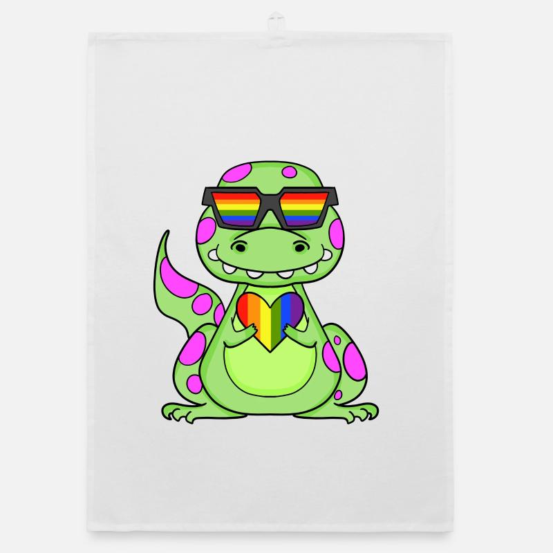Dino Rainbow Heart Organic dish towel