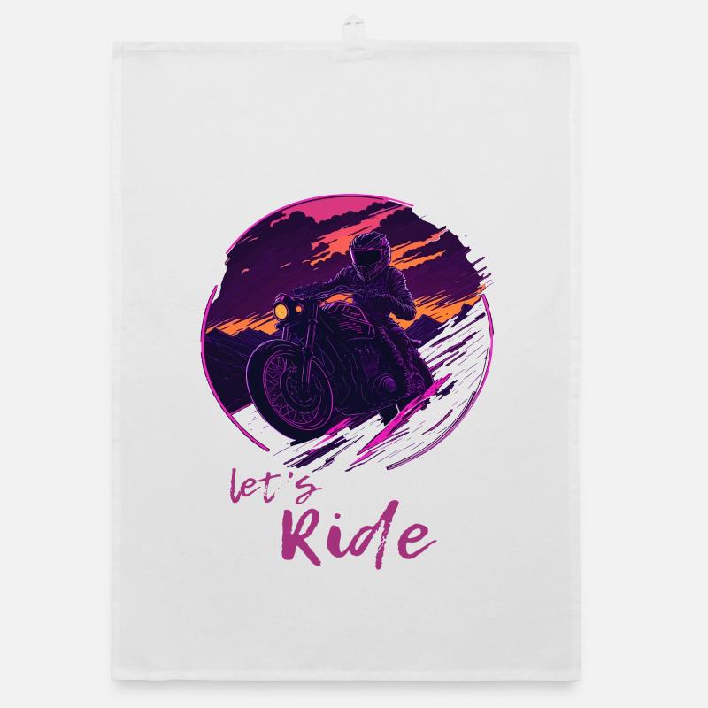Motocyclistes Let’s Ride Synthwave Torchon bio