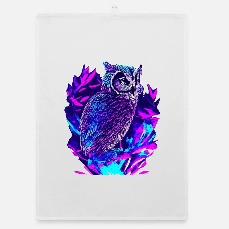 Neon Eule Psychedelische Eulen Kunst Organic Geschirrtuch
