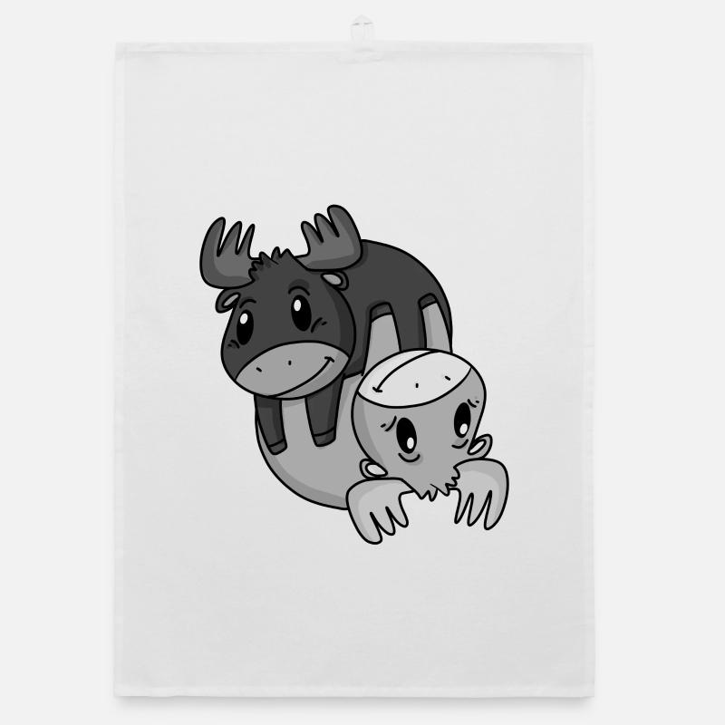Moose Yin Yang Symbol Organic dish towel