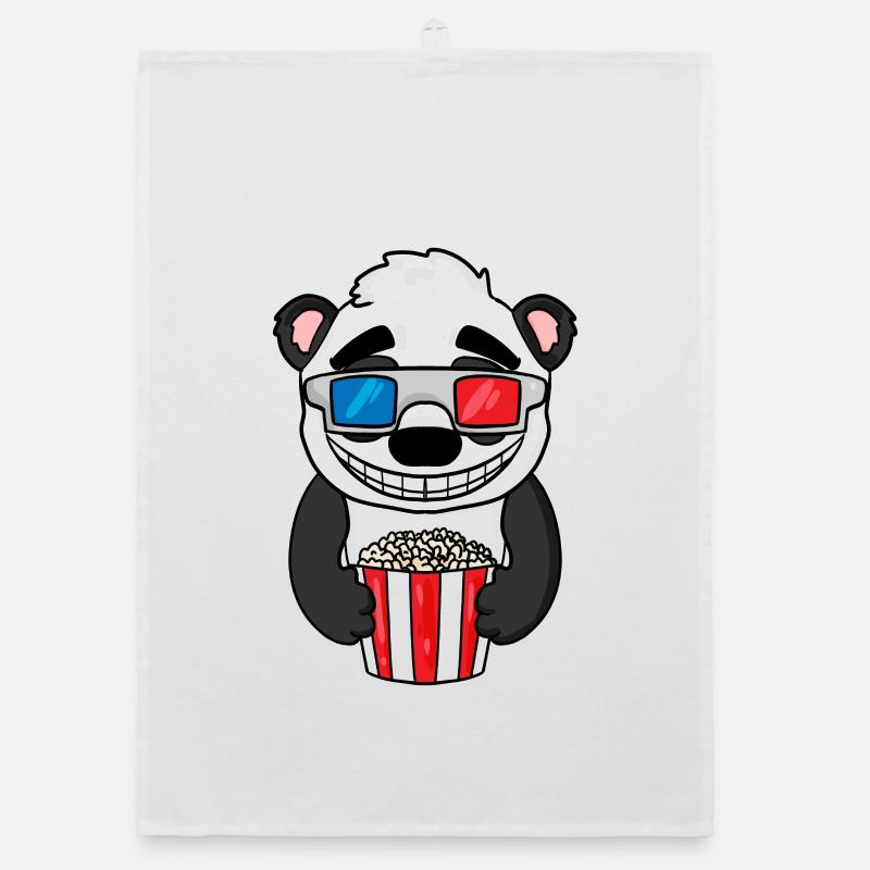 Panda Bear Popcorn Cinema Organic dish towel