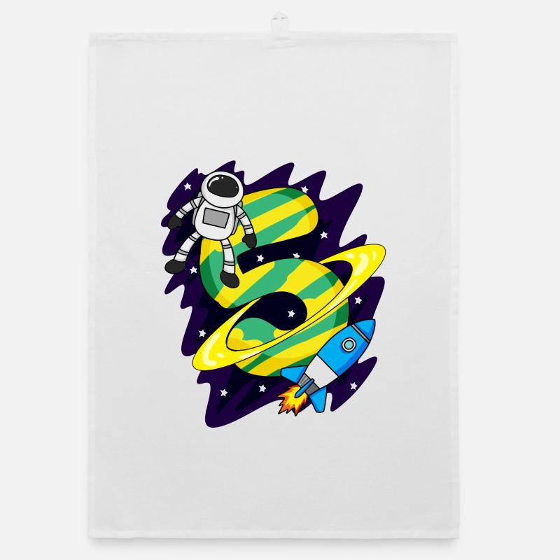 5 Birthday Boy Astronaut - five years Organic dish towel
