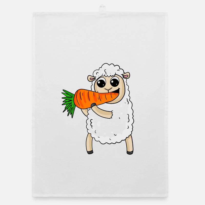 Sheep eats carrot Organic dish towel