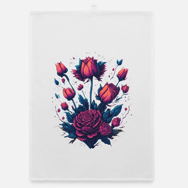 Style de tatouage néon arbuste rose Torchon bio