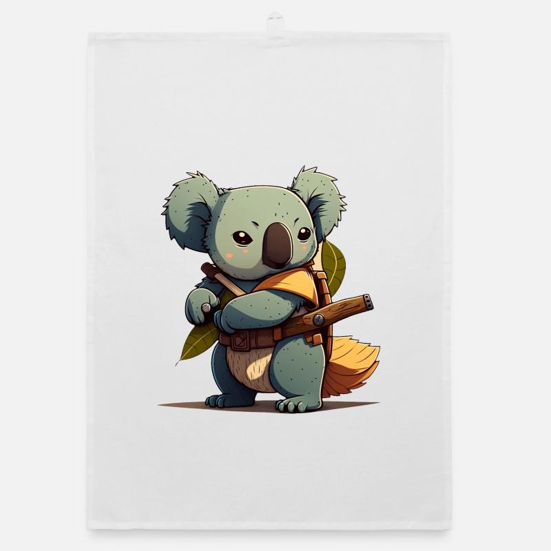 Koala as samurai Organic dish towel