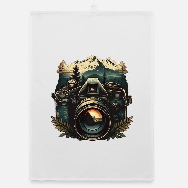 Camera in the mountains Organic dish towel