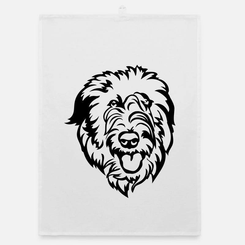 Irish Wolfhound Head Organic dish towel