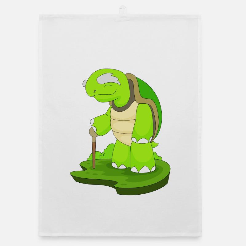 Turtle Retiree Walking Stick Organic dish towel