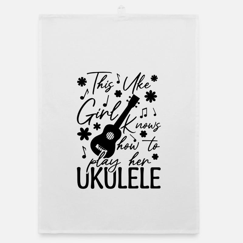 Ukulele Mädchen Organic Geschirrtuch