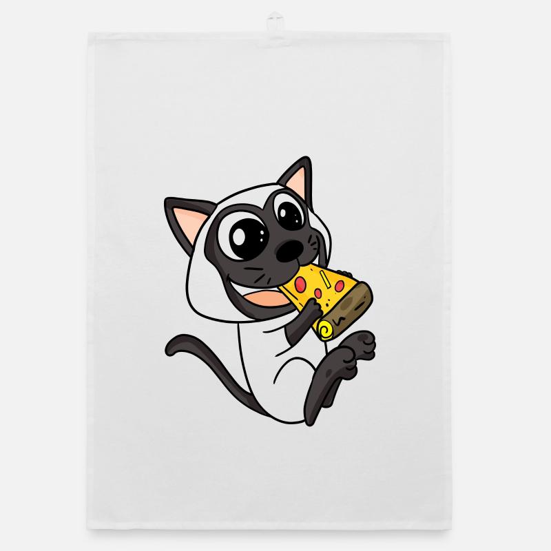 Siamese Cat Cat Pizza Organic dish towel