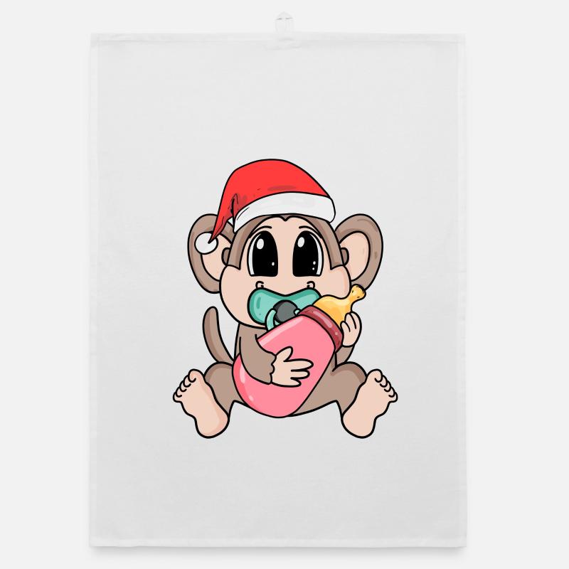 Singe bébé Noël Torchon bio