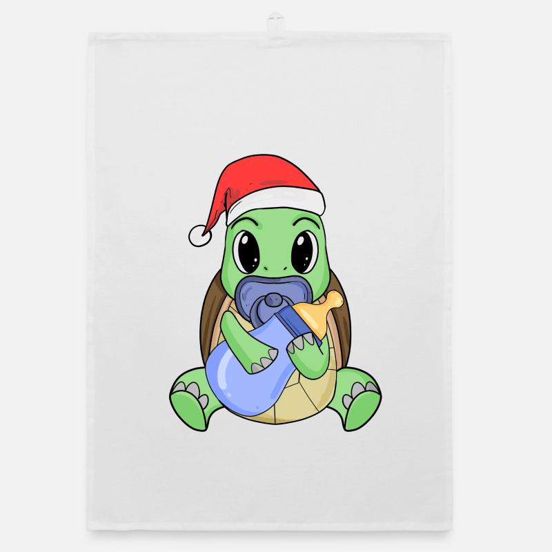 Tortue bébé Noël Torchon bio