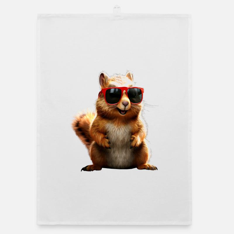 Eichhörnchen Sonnenbrille Ich Liebe Eichhörnchen - Organic Geschirrtuch - Weiß