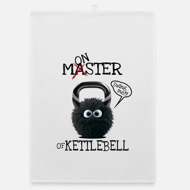 Meister der Kettlebell vs. Monster der Kettlebell? - Organic Geschirrtuch - Weiß