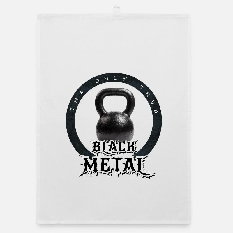 Der einzig wahre Black Metal... Kettlebell. Nimm es!! - Organic Geschirrtuch - Weiß