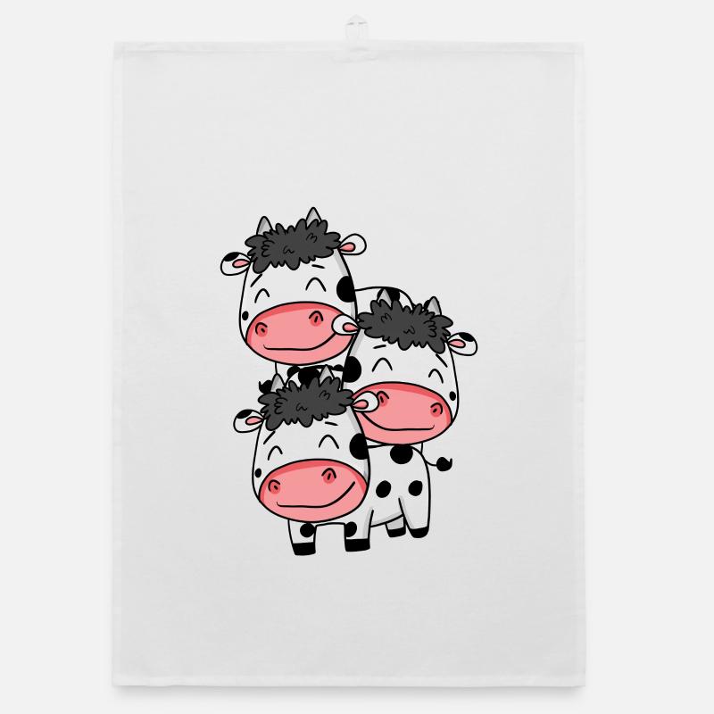 Vaches mignonnes - Motif de vache Torchon bio