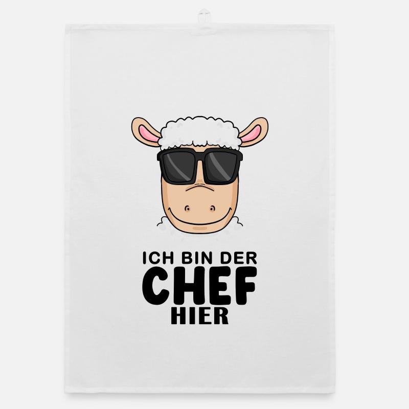 Chef Spruch mit Schaf Motiv Organic Geschirrtuch