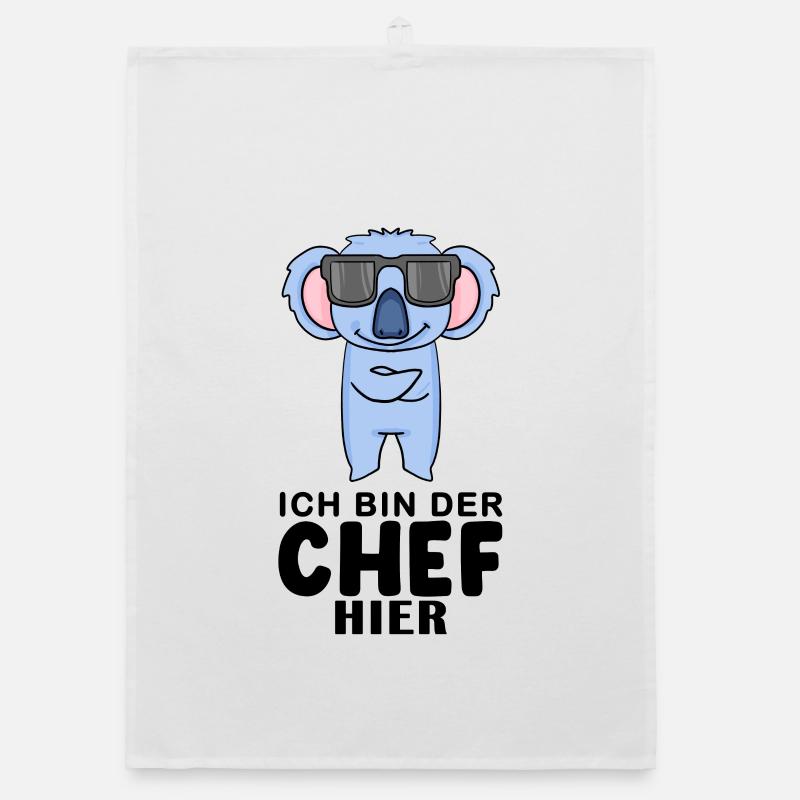 Chef Spruch mit Koala Motiv - Organic Geschirrtuch - Weiß