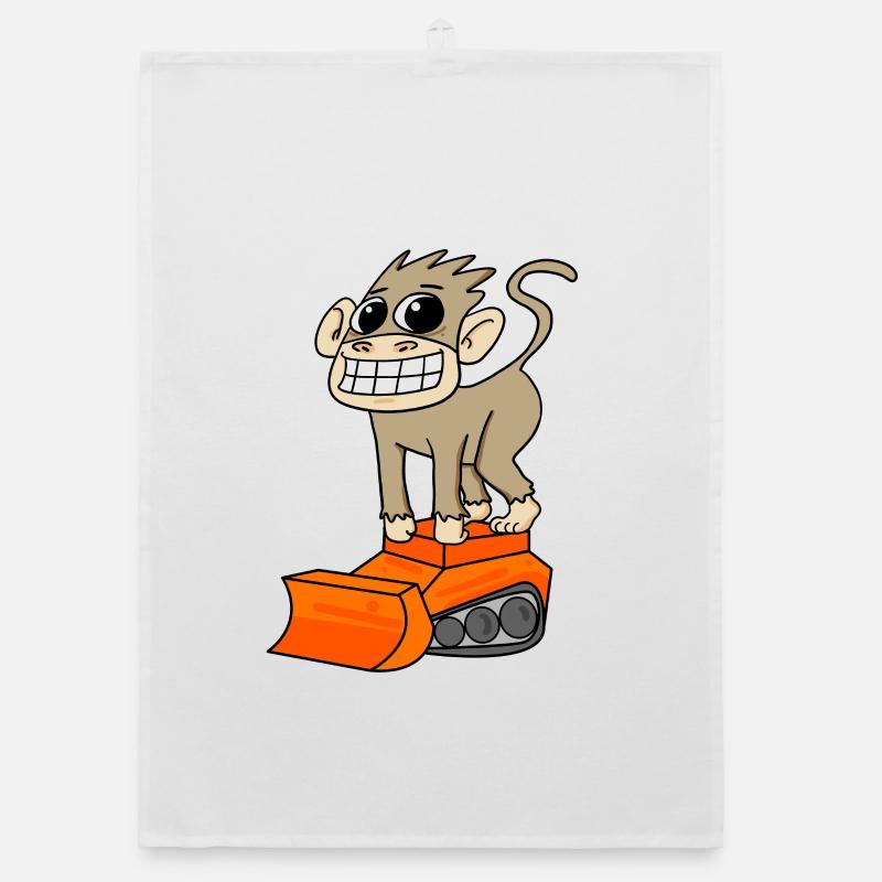 Affe Bagger Baggerfahrer Motiv Organic Geschirrtuch