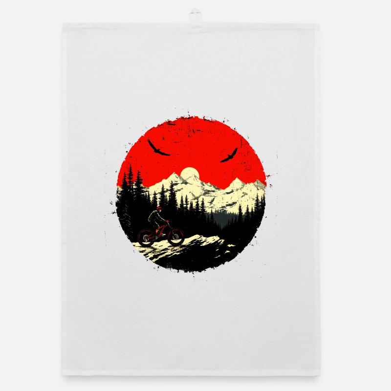 Mountain Biking Drawing Vintage Organic dish towel