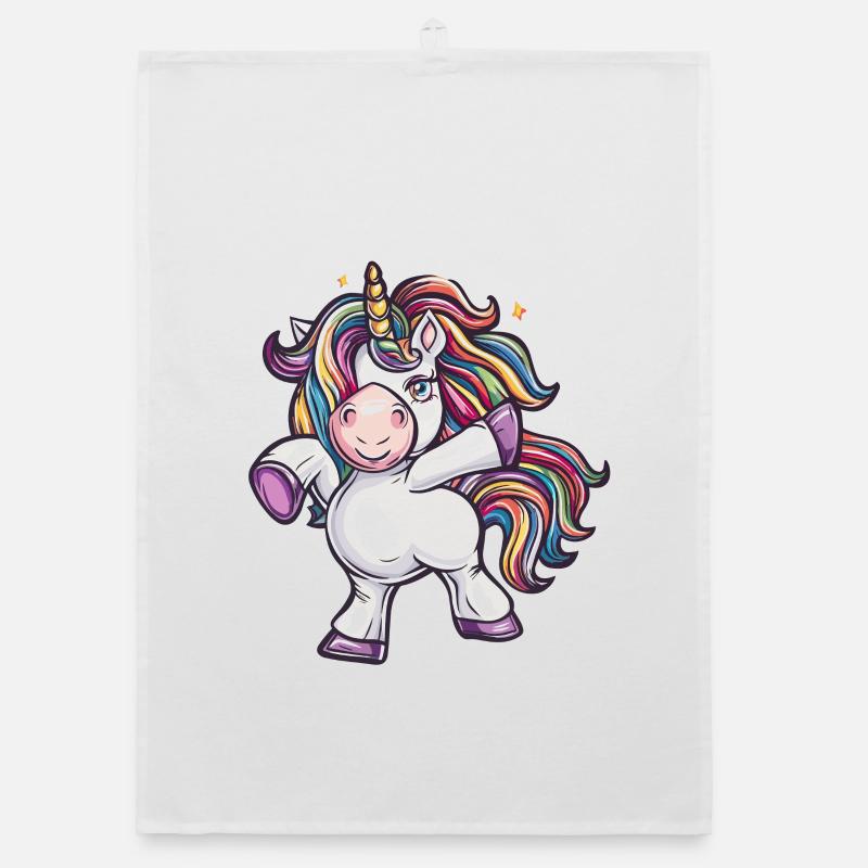 Tanzendes Einhorn - Organic Geschirrtuch - Weiß