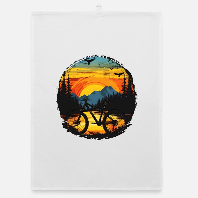 Mountain Biking Portrait Organic dish towel