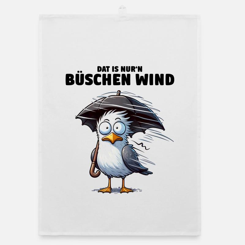 Möwe Sturm Schietwetter, Dat is nur'n büschen Wind Organic Geschirrtuch