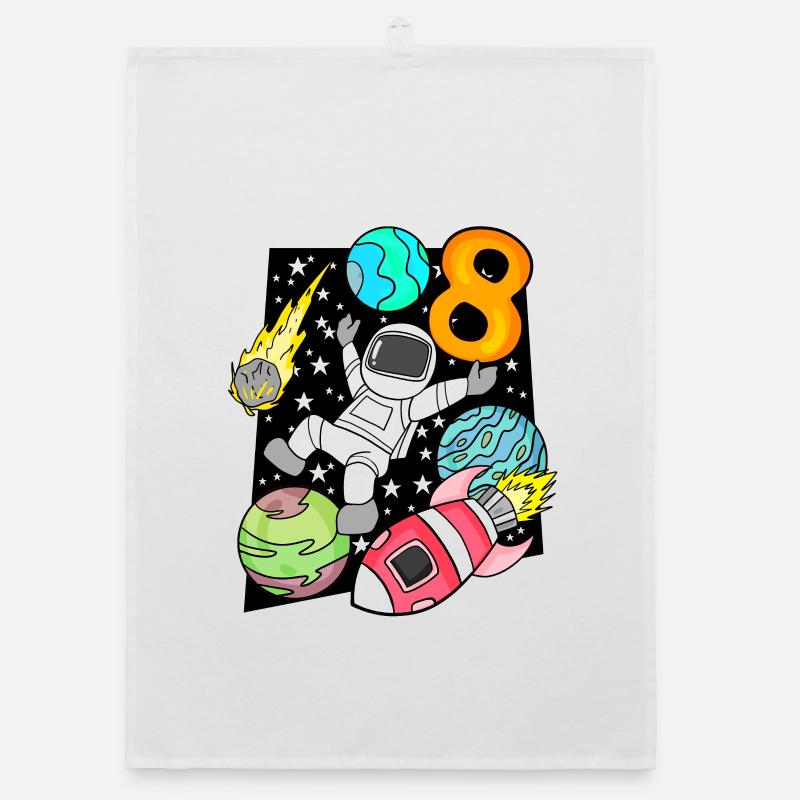 8 Birthday Boy Astronaut Rocket Organic dish towel