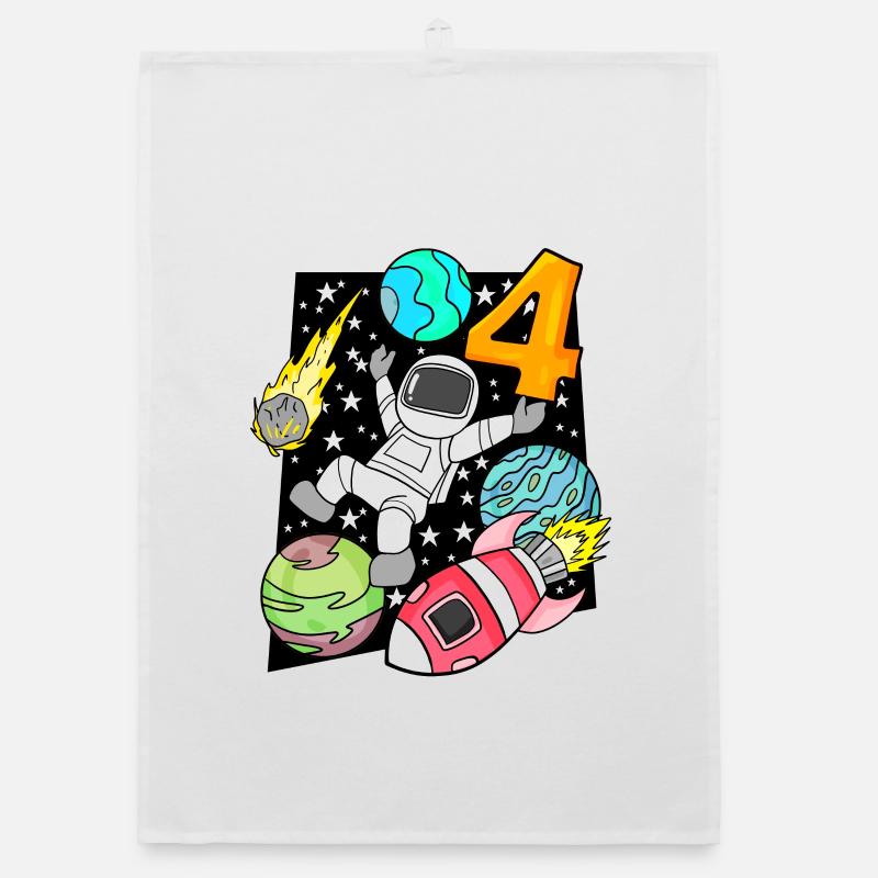 4 Birthday Boy Astronaut Rocket Space Organic dish towel