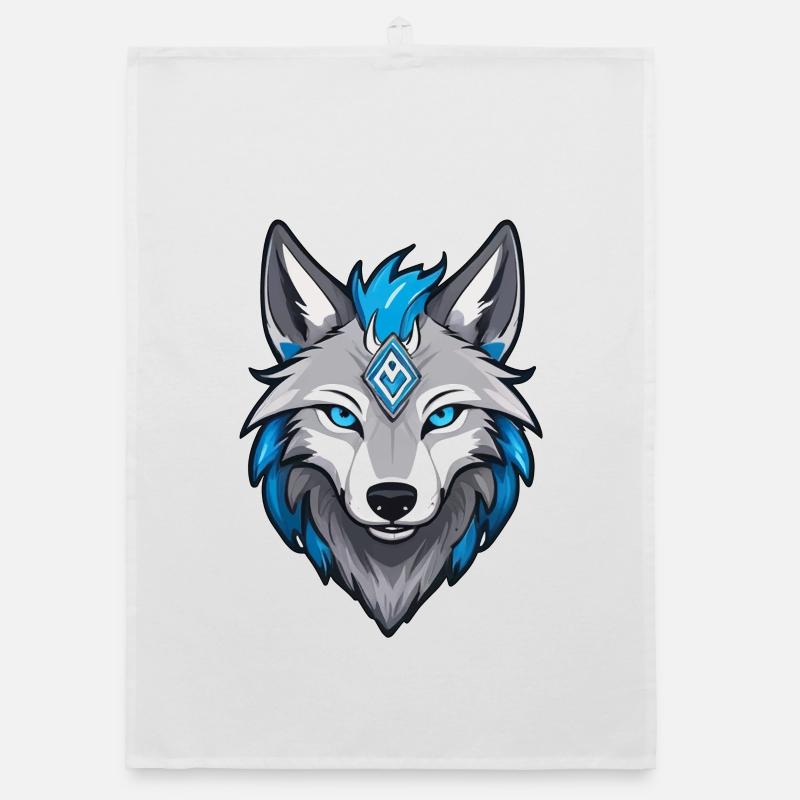 Runic Viking Wolf - Organic Geschirrtuch - Weiß