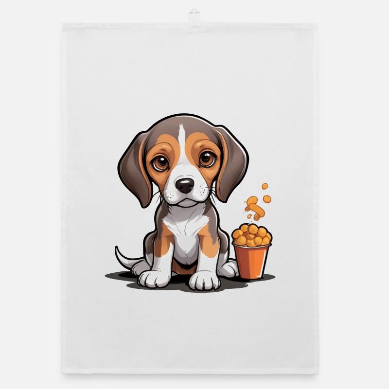 Beagle Snack Time Organic dish towel