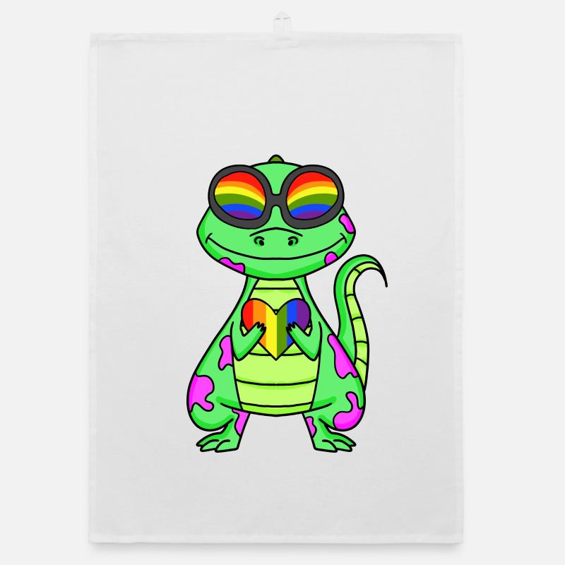 Dino Motif Dinosaur Rainbow Organic dish towel